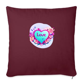 Fête des mères Saint-Valentin Mariage Fiançailles Amour - Housse de coussin décorative 45 x 45 cm - bordeaux - Devant
