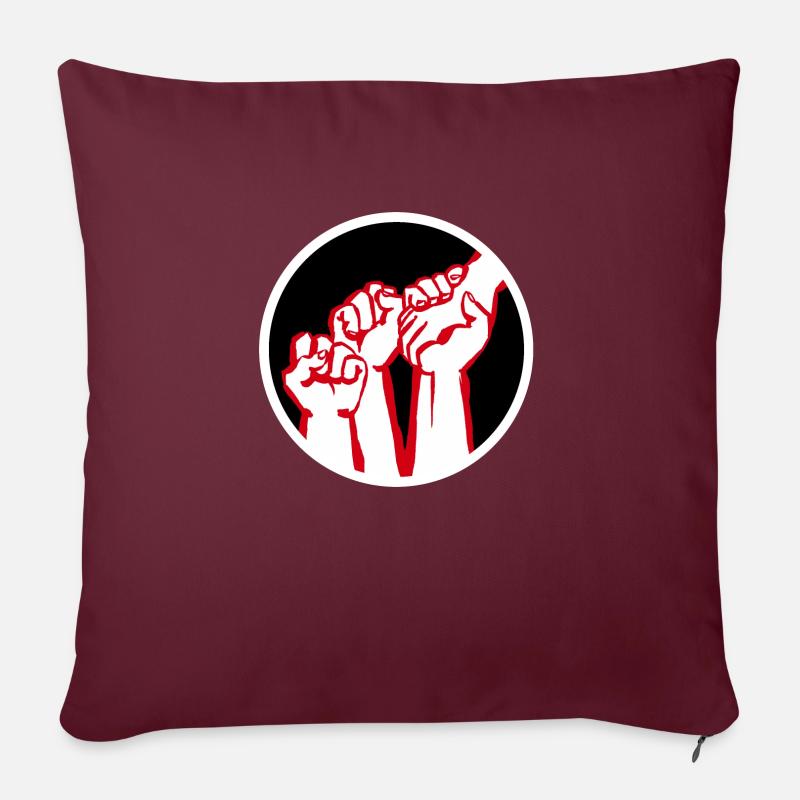 poings2b - Housse de coussin décorative 45 x 45 cm - bordeaux