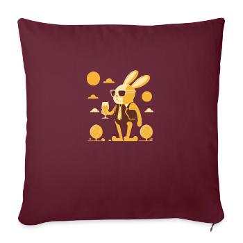 Lapin cool avec de la bière et des lunettes de soleil drôle - Housse de coussin décorative 45 x 45 cm - bordeaux - Devant