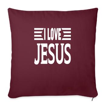 J’aime Jésus - Housse de coussin décorative 45 x 45 cm - bordeaux - Devant