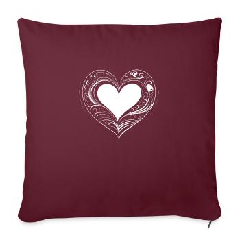 White Heart - Sofa pillowcase 17,3'' x 17,3'' (45 x 45 cm) - burgundy - Front