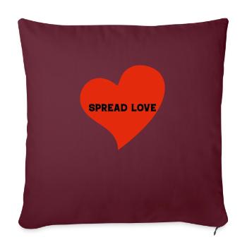 Logo Spread Love en forme de cœur - Housse de coussin décorative 45 x 45 cm - bordeaux - Devant