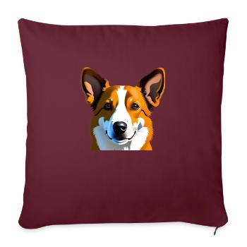Dessin réaliste de chien brun clair - Housse de coussin décorative 45 x 45 cm - bordeaux - Devant