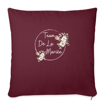 team de la Mariée evjf t-shirt assorti floral - Housse de coussin décorative 45 x 45 cm - bordeaux - Devant