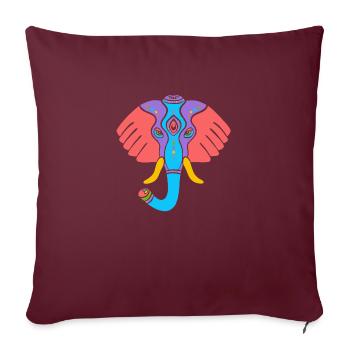 Symbole d’un éléphant indien, culture de l’Inde - Housse de coussin décorative 45 x 45 cm - bordeaux - Devant