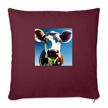 Vache brune et blanche - Housse de coussin décorative 45 x 45 cm - bordeaux - Devant