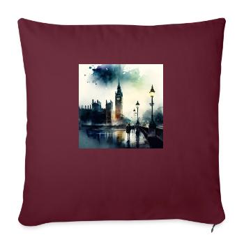 London Landschaft Big Ben Aquarell - Sofakissenbezug 45 x 45 cm - Burgunderrot - Vorne