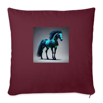 Cheval Cyborg Bleu - Housse de coussin décorative 45 x 45 cm - bordeaux - Devant