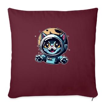 Space Cat to Moon - Sofakissenbezug 45 x 45 cm - Burgunderrot - Vorne