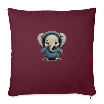 Babyelefant mit Hoodie - Sofakissenbezug 45 x 45 cm - Burgunderrot - Vorne