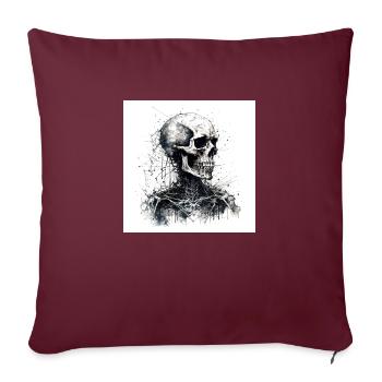 Crâne effrayant crâne dans le style goth et emo - Housse de coussin décorative 45 x 45 cm - bordeaux - Devant
