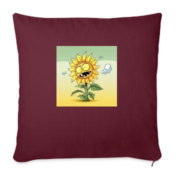 Sonnenblume Cartoon - Sofakissenbezug 45 x 45 cm - Burgunderrot - Vorne