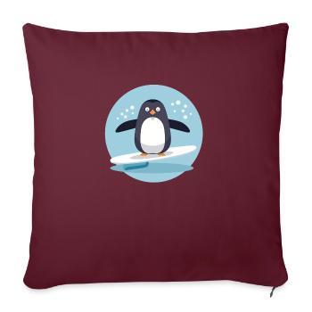 Süßer Surfender Pinguin auf einem Surfbrett - Sofakissenbezug 45 x 45 cm - Burgunderrot - Vorne
