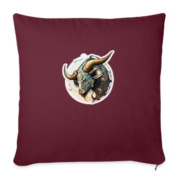 Stier Büffel - Sofakissenbezug 45 x 45 cm - Burgunderrot - Vorne