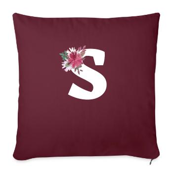 Florale Buchstaben - Sofakissenbezug 45 x 45 cm - Burgunderrot - Vorne