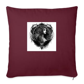 Femme fatale Tattoo-Stil - Sofakissenbezug 45 x 45 cm - Burgunderrot - Vorne