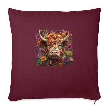Vache des Highlands - Housse de coussin décorative 45 x 45 cm - bordeaux - Devant