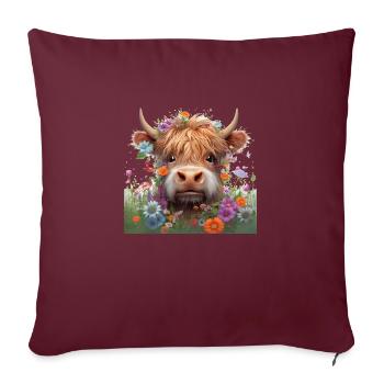 Vache des Highlands - Housse de coussin décorative 45 x 45 cm - bordeaux - Devant