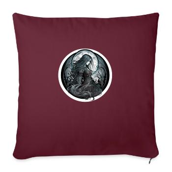femme gotique lune noire - Housse de coussin décorative 45 x 45 cm - bordeaux - Devant