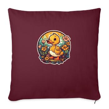 Adorable design de canard pour les amoureux des animaux! - Housse de coussin décorative 45 x 45 cm - bordeaux - Devant