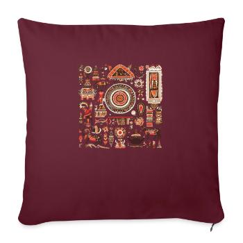 Afrikanische Folklore - Sofakissenbezug 45 x 45 cm - Burgunderrot - Vorne