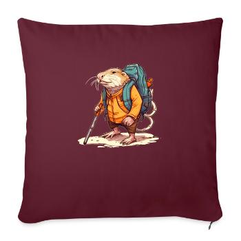 Le rat-taupe dans l’aventure de sa vie - Housse de coussin décorative 45 x 45 cm - bordeaux - Devant