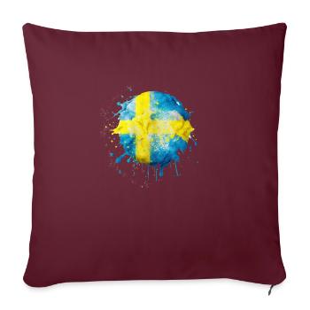 Le drapeau suédois comme une goutte de couleur - Housse de coussin décorative 45 x 45 cm - bordeaux - Devant
