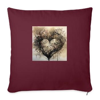 Forest in the shape of a heart - nature conservation watercolor - Sofa pillowcase 17,3'' x 17,3'' (45 x 45 cm) - burgundy - Front
