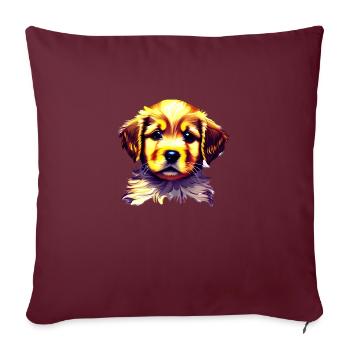 Golden Retriever Dog Owner Dog Puppy - Housse de coussin décorative 45 x 45 cm - bordeaux - Devant