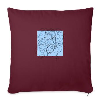 Gesichtslinie blau - Sofakissenbezug 45 x 45 cm - Burgunderrot - Vorne