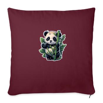 Cute Panda with Bamboo - Sofakissenbezug 45 x 45 cm - Burgunderrot - Vorne