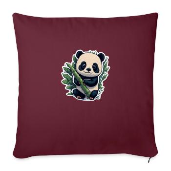 Cute Panda with Bamboo - Sofakissenbezug 45 x 45 cm - Burgunderrot - Vorne
