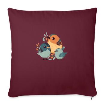 Famille d'oiseau - Housse de coussin décorative 45 x 45 cm - bordeaux - Devant
