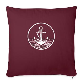 Anker Boot Schiff Nautik - Sofakissenbezug 45 x 45 cm - Burgunderrot - Vorne