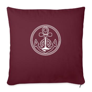 Anker Boot Schiff Nautik - Sofakissenbezug 45 x 45 cm - Burgunderrot - Vorne