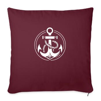 Anker Boot Schiff Nautik - Sofakissenbezug 45 x 45 cm - Burgunderrot - Vorne