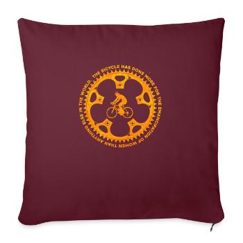Vélo et femme - Housse de coussin décorative 45 x 45 cm - bordeaux - Devant