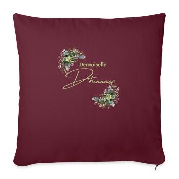 Demoiselle d’honneur floral - Housse de coussin décorative 45 x 45 cm - bordeaux - Devant