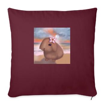 Lapin à la plage - Housse de coussin décorative 45 x 45 cm - bordeaux - Devant