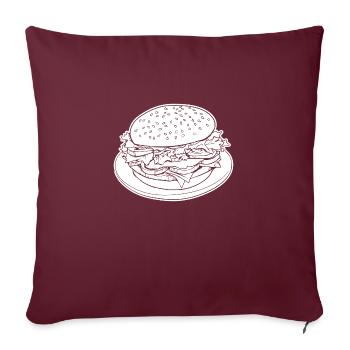Hamburger Burger Fastfood Grillen Cheeseburger - Sofakissenbezug 45 x 45 cm - Burgunderrot - Vorne