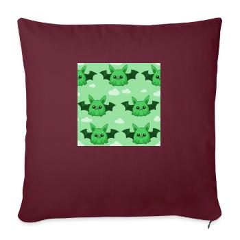 Whimsical Wings: Cartoon Bat Adventures - Sofa pillowcase 17,3'' x 17,3'' (45 x 45 cm) - burgundy - Front