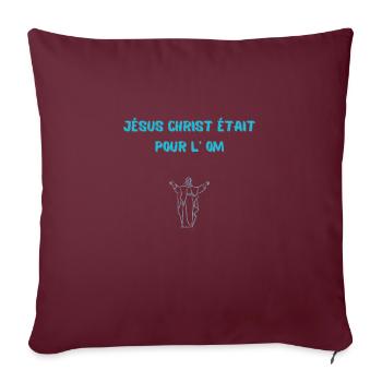 Tee shirt humour Jésus OM Marseille vêtements - Housse de coussin décorative 45 x 45 cm - bordeaux - Devant
