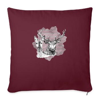 Rehe und Rehe - Sofakissenbezug 45 x 45 cm - Burgunderrot - Vorne