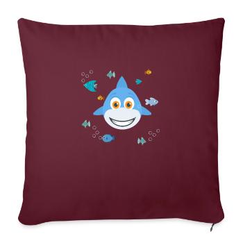 requin enfant avec petit poisson - Housse de coussin décorative 45 x 45 cm - bordeaux - Devant