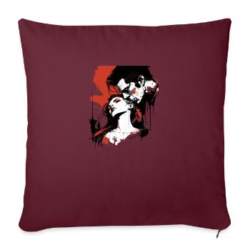 Le baiser du vampire - Housse de coussin décorative 45 x 45 cm - bordeaux - Devant