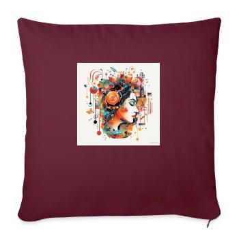 Retro Rhythms: Eine Ode an die Musik - Sofakissenbezug 45 x 45 cm - Burgunderrot - Vorne