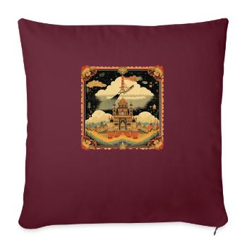 Peinture asiatique - Housse de coussin décorative 45 x 45 cm - bordeaux - Devant