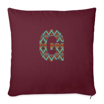 Lettre G- design boho, monogramme coloré - Housse de coussin décorative 45 x 45 cm - bordeaux - Devant