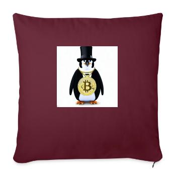 cooler Pinguin - Sofakissenbezug 45 x 45 cm - Burgunderrot - Vorne