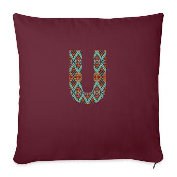 Lettre U- boho design, Monogramme coloré - Housse de coussin décorative 45 x 45 cm - bordeaux - Devant